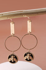 Bee Circle Drop Earrings