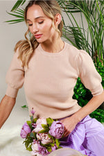 Taupe Puff Sleeve Knit