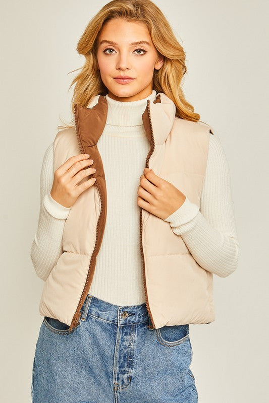 Reversible Crop Vest - Cocoa/Tan