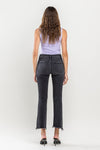 High Rise Raw Step Hem Crop Flare Jeans