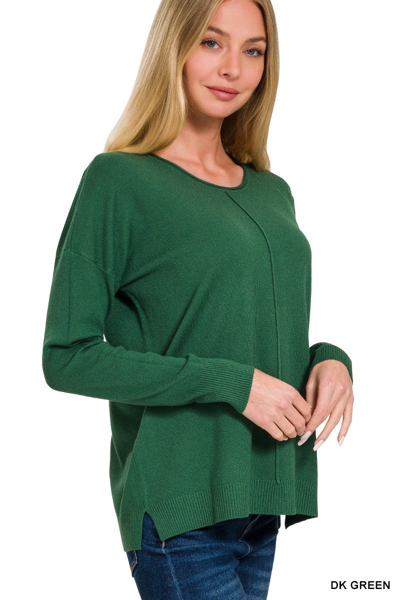 Jessica Round Neck Top - Dark Green