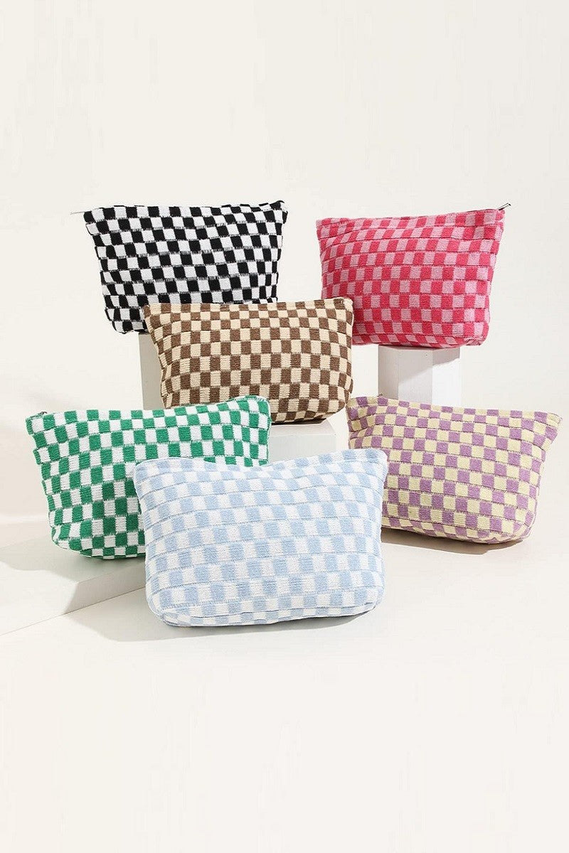 Checkered Cosmetic Bag