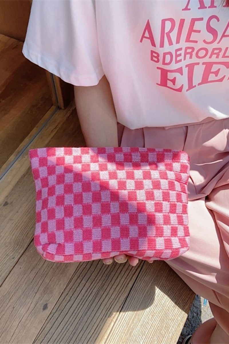 Checkered Cosmetic Bag