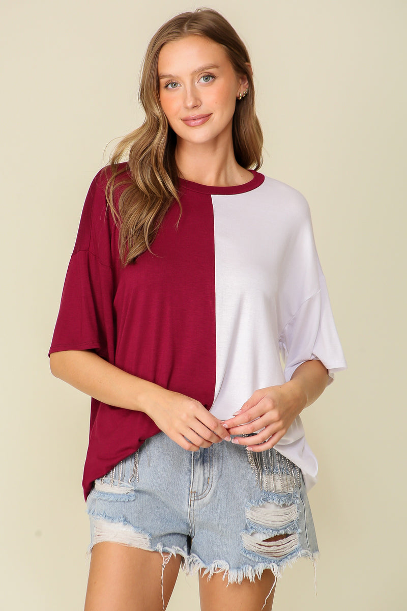 Burgundy + White Top