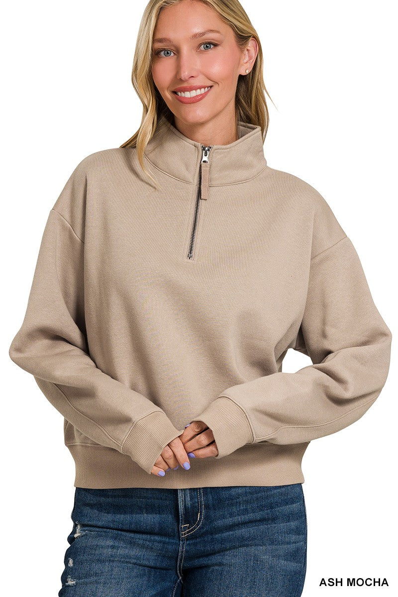 Half Zip Sweatshirt - Mocha