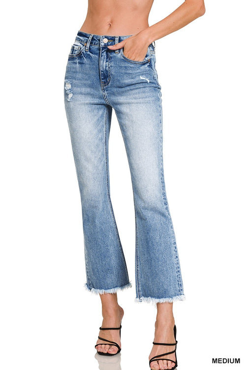 High Rise Straight Cropped Denim