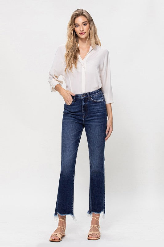 Vervet Distressed Hem Kick Flare Jeans