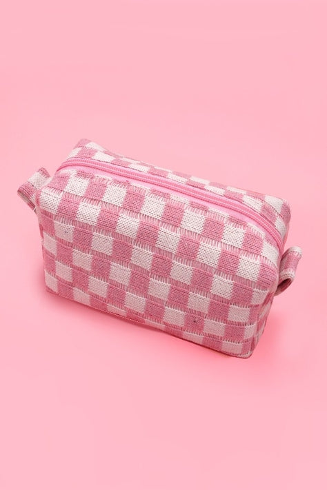 Checkered Cosmetic Pouch Bag