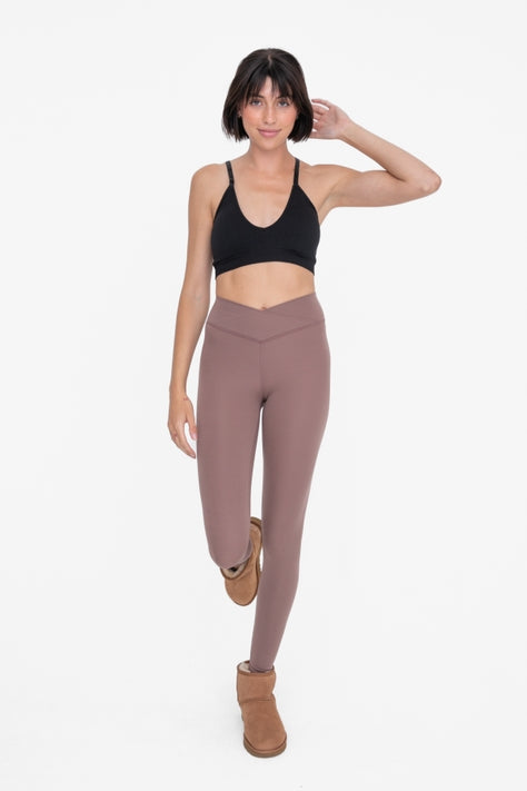 Crossover Waist Leggings - Deep Taupe