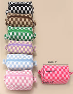 Checkered Cosmetic Pouch Bag