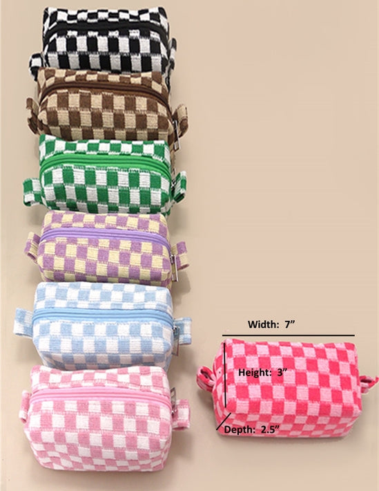 Checkered Cosmetic Pouch Bag