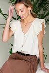 Sleeveless Ruffle Linen Top