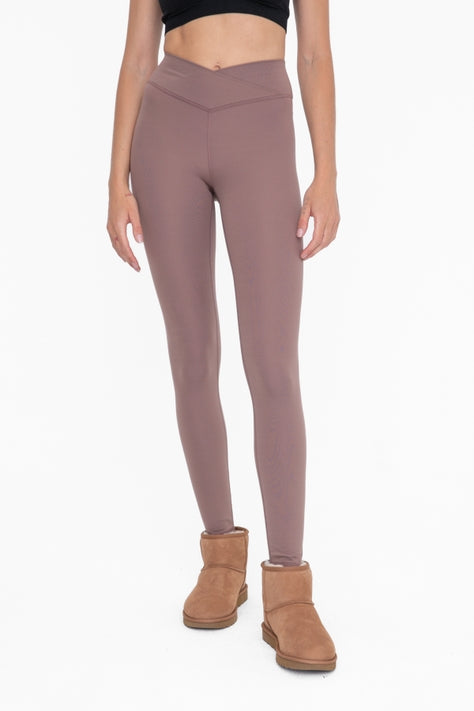 Crossover Waist Leggings - Deep Taupe