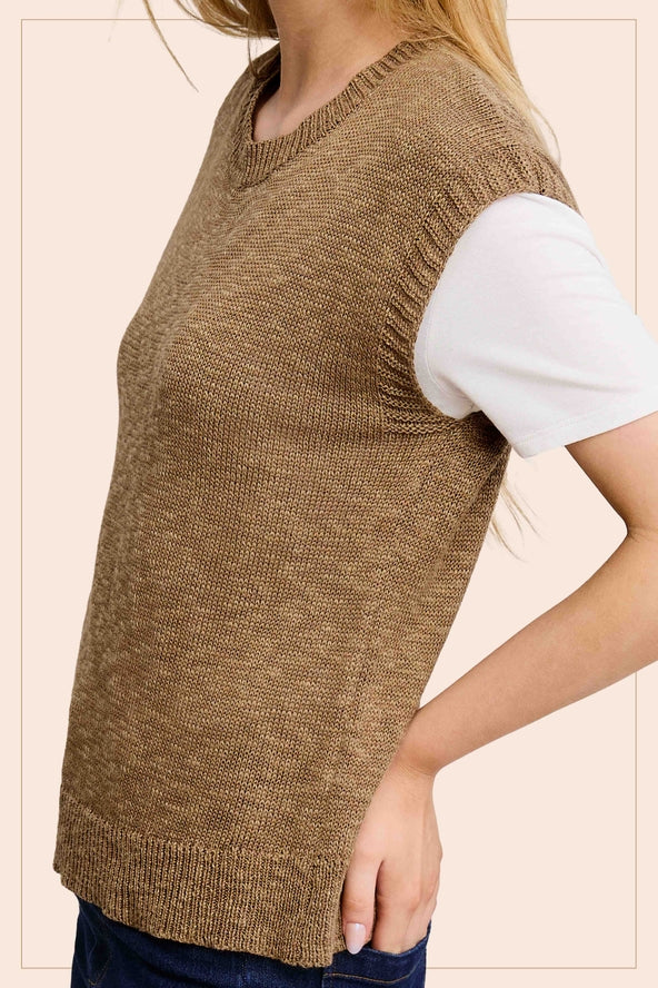 Sleeveless Ribbed Knit - Peanut