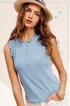 Ruffle Sleeve Tank - Blue Bird