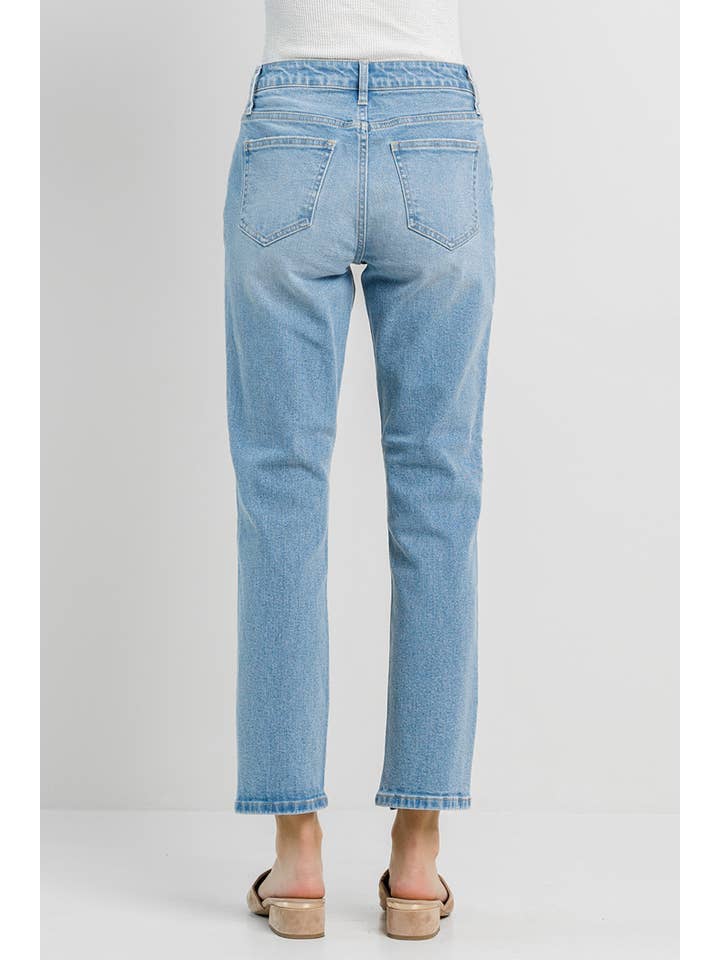 Grinded Hem Straight Jeans