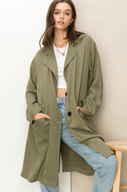 Button Front Oversized Coat