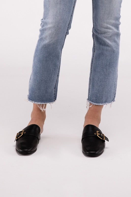 Buckle Backless Loafers