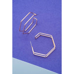 Double Row Hexagon Hoop Earrings