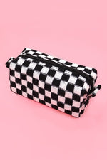 Checkered Cosmetic Pouch Bag