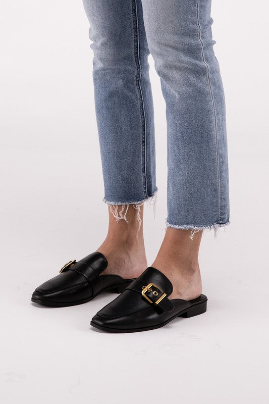 Buckle Backless Loafers