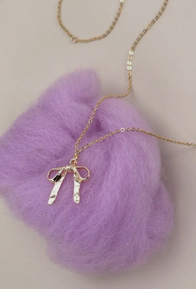 Gold Bow Charm Necklace