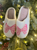 Plush Bow Slippers