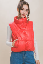 Red Faux Leather Vest