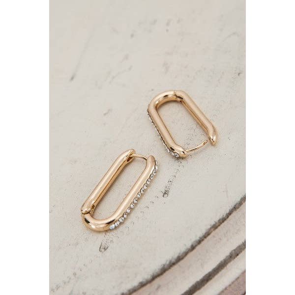 Rhinestone Huggie Hoop Earrings