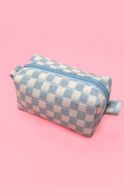 Checkered Cosmetic Pouch Bag