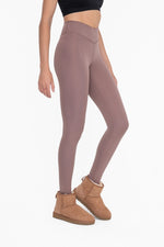 Crossover Waist Leggings - Deep Taupe