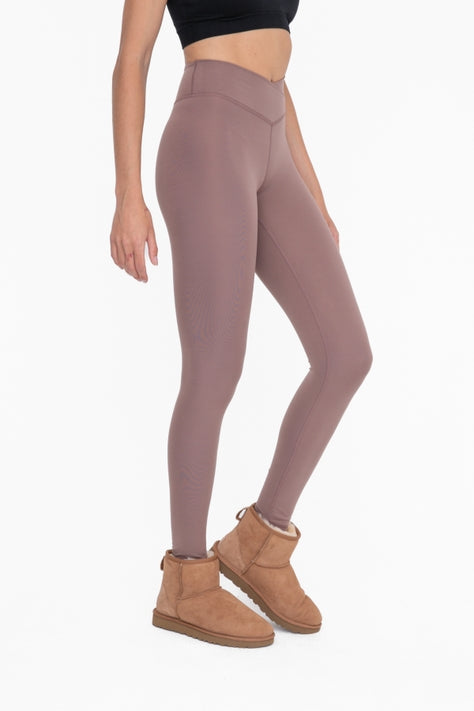 Crossover Waist Leggings - Deep Taupe