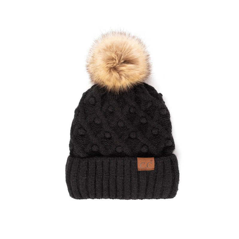 Black C.C Bobble Beanie