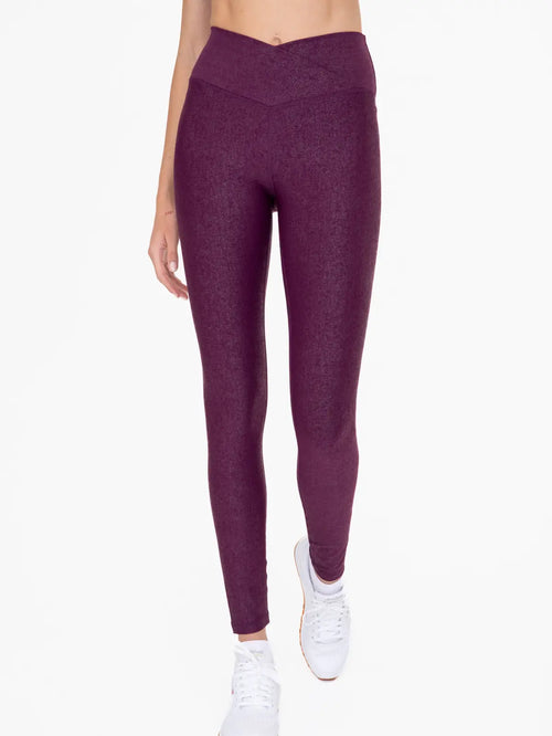 Burgundy Foil Crossover Leggings