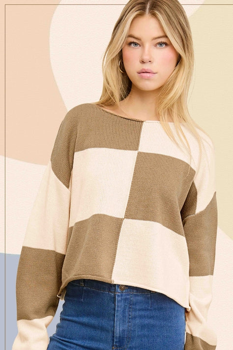 Cookie Crumb Checkered Sweater