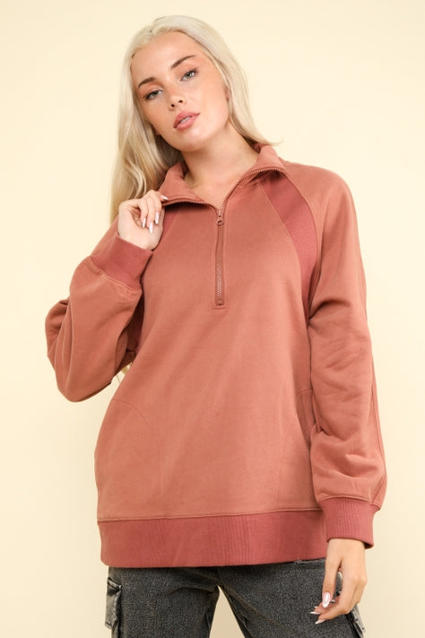 Scuba Half Zip - Mauve