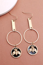 Bee Circle Drop Earrings