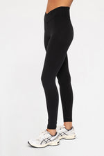 Crossover Waist Leggings - Black