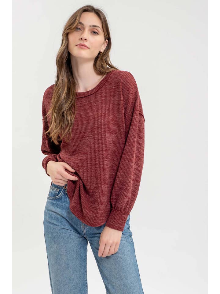 Wine Knit Top