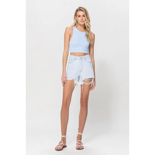 Fringe Hemline Mom Shorts